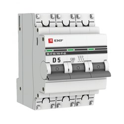 EKF PROxima ВА 47-63 Автоматический выключатель  (D) 3P 5А 4,5kA mcb4763-3-05D-pro - фото 81041