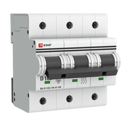 EKF PROxima ВА 47-125 Автоматический выключатель  (D) 3P 100А 15кА mcb47125-3-100D - фото 81047
