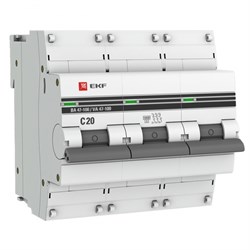 EKF PROxima  ВА 47-100 Автоматический выключатель  (С) 3P 20А 10kA mcb47100-3-20C-pro - фото 81096