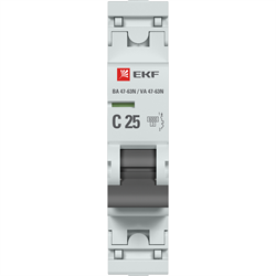 EKF Автоматический выключатель 1P 25А (C) 6кА ВА 47-63N PROxima M636125C - фото 81140