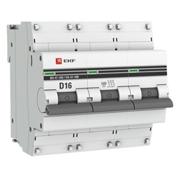 EKF PROxima ВА 47-100 Автоматический выключатель  (D) 3P 16А 10kA mcb47100-3-16D-pro - фото 81277