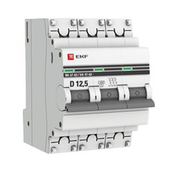 EKF PROxima ВА 47-63 Автоматический выключатель  (D) 3P 12,5А 4,5kA mcb4763-3-12.5D-pro - фото 81492