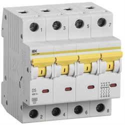 IEK KARAT Автоматический выключатель ВА47-60M 4Р 5А 6кА D MVA31-4-005-D - фото 82381