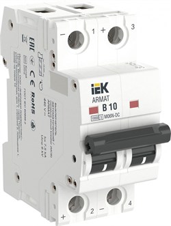 IEK ARMAT Автоматический выключатель M06N-DC 2P B 10А AR-M06N-2-B010DC - фото 82546