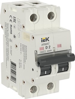 IEK ARMAT Автоматический выключатель M06N 2P D 2А AR-M06N-2-D002 - фото 82613