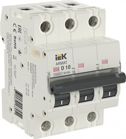 IEK ARMAT Автоматический выключатель M10N 3P D 10А AR-M10N-3-D010 - фото 82723