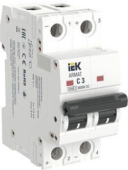 IEK ARMAT Автоматический выключатель M06N-DC 2P C 3А AR-M06N-2-C003DC - фото 82854