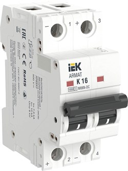 IEK ARMAT Автоматический выключатель M06N-DC 2P K 16А AR-M06N-2-K016DC - фото 82862