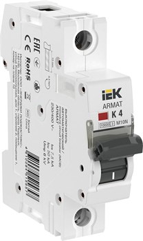 IEK ARMAT Автоматический выключатель M10N 1P K 4А AR-M10N-1-K004 - фото 82979