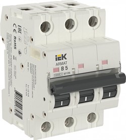 IEK ARMAT Автоматический выключатель M10N 3P B 5А AR-M10N-3-B005 - фото 83122