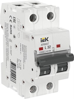 IEK ARMAT Автоматический выключатель M10N 2P L 32А AR-M10N-2-L032 - фото 83330