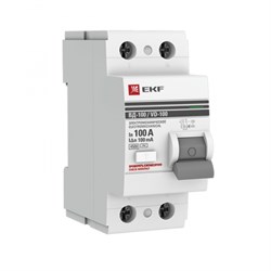 EKF PROxima ВД-100 УЗО 2P 100А/100мА (AC) электромеханическое elcb-2-100-100-em-pro - фото 83771