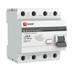EKF PROxima ВД-100  УЗО 4P 63А/100мА (A) электромеханическое elcb-4-63-100-e-a-pro - фото 83818