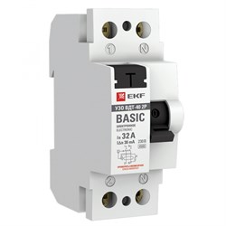 EKF Basic Устройство защитного отключения УЗО 2P 32А/30мА (электронное) elcb-2-32-30e-sim - фото 83831
