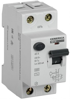 IEK GENERICA УЗО ВД1-63 2Р 40А 300мА MDV15-2-040-300 - фото 84001