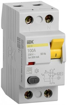 IEK KARAT Выключатель дифференциальный ВД1-63 (УЗО) 2Р 100А 300мА MDV10-2-100-300 - фото 84155
