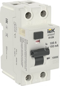 IEK ARMAT ВДТ R10N 2P 100А 100мА тип A AR-R10N-2-100A100 - фото 84198