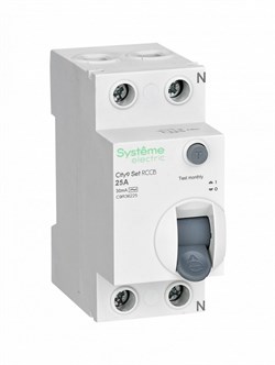 Systeme Electric City9 Set Выключатель дифференциального тока (ВДТ) 25А 2P 30мА Тип-AC 230В C9R36225 - фото 84256