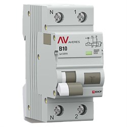 Автоматический выключатель дифференциального тока DVA-6 1P+N 10А (B) 10мА (A) 6кА EKF AVERES rcbo6-1pn-10B-10-a-av - фото 85080