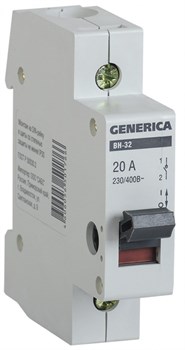 IEK GENERICA Выключатель нагрузки (мини-рубильник) ВН-32 1Р 20А MNV15-1-020 - фото 85427