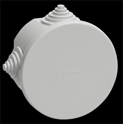 IEK Коробка КМ41237 распаячная для о/п d75х40мм IP44 (RAL7035, 4 гермоввода) UKO11-075-040-000-K41-44 - фото 86420