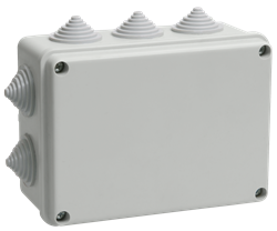 IEK Коробка КМ41242 распаячная для о/п 150х110х70 мм IP55 (RAL7035, 10 гермовводов) UKO10-150-110-070-K41-55 - фото 86582