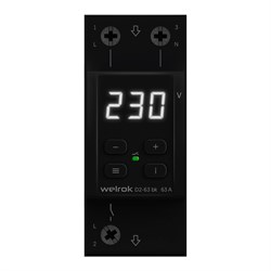 Welrok D2-63 bk реле напряжения63 А (max 80 A), 13 900 ВА 4660251140649 - фото 87716