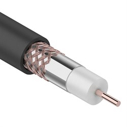 Кабель коаксиальный RG-6U+CU, (64%), 75 Ом, (бух305) черный (OUTDOOR) Rexant 01-2232 - фото 88715