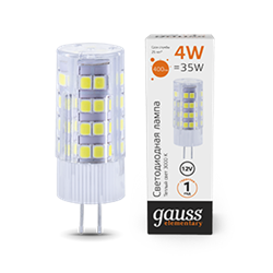 Gauss Лампа Elementary G4 12V 4W 400lm 3000K керамика LED 10714 - фото 89547