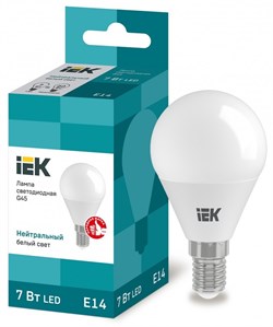 IEK Лампа светодиодная ECO G45 шар 7Вт 230В 4000К E14 LLE-G45-7-230-40-E14 - фото 89650
