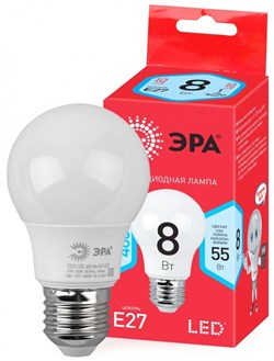 ЭРА Лампочка светодиодная RED LINE LED A55-8W-840-E27 R E27 8Вт нейтральный белый свет Б0052382 - фото 89900