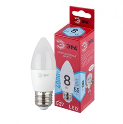 ЭРА Лампочка светодиодная RED LINE LED B35-8W-840-E27 R E27 / Е27 8 Вт свеча нейтральный белый свет Б0050695 - фото 89905