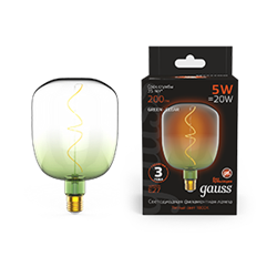 Gauss Лампа Filament V140 5W 200lm 1800К Е27 green-clear flexible LED 1009802105 - фото 89940
