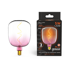 Gauss Лампа Filament V140 5W 200lm 1800К Е27 pink-clear flexible LED 1010802105 - фото 89942