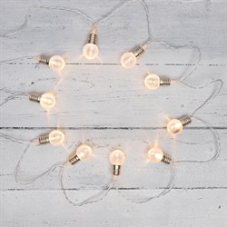 NEON-NIGHT Гирлянда светодиодная «Лампочки» 10 LED, 1.5 м, прозрачный ПВХ, теплый белый цвет свечения, 2 х АА (батарейки не в комплекте) 304-015 - фото 90561
