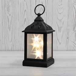 NEON-NIGHT Декоративный фонарь 11х11х22,5 см, черный корпус, теплый белый цвет свечения с эффектом мерцания 513-065 - фото 91107