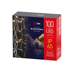 ЭРА Светодиодная новогодняя гирлянда ЭРА ERAPS-WK1 бахрома уличная белый каучук 0,7*2 м теплый белый 100 LED Б0056012 - фото 91128