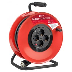 EKF PROxima Удлинитель на катушке "Гефест 2.0" 4 гнезда 40м с заземлением и предохранителем КГ 3*1,5 16А/3,5кВт UKG02-16-R315-4-40 - фото 93047