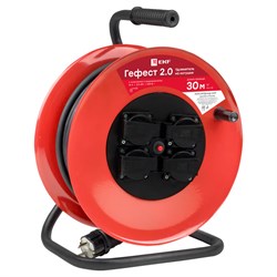 EKF PROxima Удлинитель на катушке "Гефест 2.0" 4 гнезда 50м с заземлением и предохранителем КГ 3*2,5 16А/3,5кВт IP44 UKG02-16-R325-4-50-IP44 - фото 93065