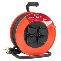 EKF PROxima Удлинитель на катушке "Атлант 2.0" 4 гнезда 50м с заземлением ПВС 3*1,5 16А/3,5кВт IP44 UKA02-16-315-4-50-IP44 - фото 93066