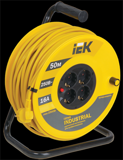 IEK Катушка УК50 с термозащитой 4 места 2Р+PЕ/50метров 3х1,5 мм2 Industrial WKP15-16-04-50 - фото 93070