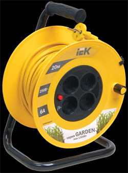 IEK Катушка УК20 с т/з 4 места 2Р/20м 2х0,75 мм2 "Garden" WKP23-06-04-20 - фото 93084