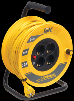 IEK Катушка УК30 с т/з 4 места 2Р+PЕ/30м 3х1,0 мм2 "Industrial" WKP14-10-04-30 - фото 93087