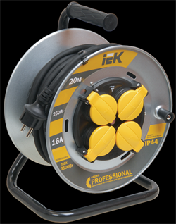 IEK Катушка УК20 на мет с т/з 4 места 2Р+PЕ/20м КГ 3х1,5мм2 IP44 Professional WKP16-16-04-20-44 - фото 93098