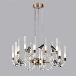 Odeon Light 5431/30L L-VISION ODL_EX24 11 золотой(под латунь)/белый градиент/беж./зеленый/ металл/стекло/керамика Люстра LED 30W 4000K LARK 5431/30L - фото 97828