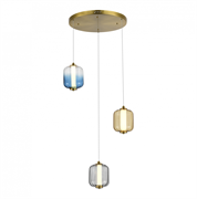 ST LUCE SL1193.303.03 Светильник подвесной Латунь/Янтарный,Дымчатый,Голубой LED 3*11W 3000K SL1193.303.03 ST LUCE SL1193.303.03 Светильник подвесной Латунь/Янтарный,Дымчатый,Голубой LED 3*11W 3000K SL1193.303.03