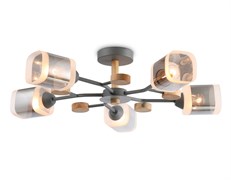 Ambrella Светильник подвесной TR3033233/5 GR/LW/SM серый/светлое дерево/дымчатый E27*5 max 60W D700*180 TR3033233 Ambrella Светильник подвесной TR3033233/5 GR/LW/SM серый/светлое дерево/дымчатый E27*5 max 60W D700*180 TR3033233