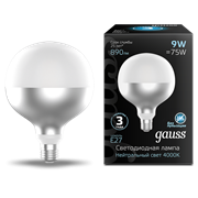 Gauss Лампа Filament G125 9W 890lm 4100К Е27 mirror-milky LED 1014802209 Gauss Лампа Filament G125 9W 890lm 4100К Е27 mirror-milky LED 1014802209