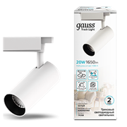 Gauss Светильник трековый цилиндр 20W 1650lm 4000K 180-240V IP20 65*210мм белый угол 24? LED TR068 Gauss Светильник трековый цилиндр 20W 1650lm 4000K 180-240V IP20 65*210мм белый угол 24? LED TR068