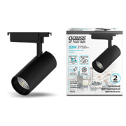 Gauss Светильник трековый цилиндр 32W 2750lm 4000K 180-240V IP20 75*220мм черный угол 24? LED TR073 Gauss Светильник трековый цилиндр 32W 2750lm 4000K 180-240V IP20 75*220мм черный угол 24? LED TR073